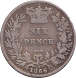 1866 SIXPENCE ( FINE )