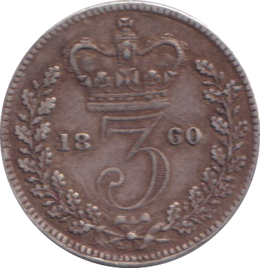 1860 THREEPENCE ( VF )