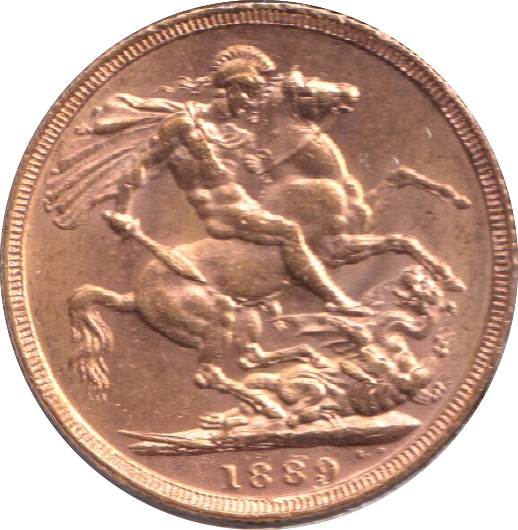 1889 GOLD SOVEREIGN ( EF )