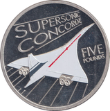 2009 SILVER PROOF FIVE POUND SUPERSONIC CONCORDE