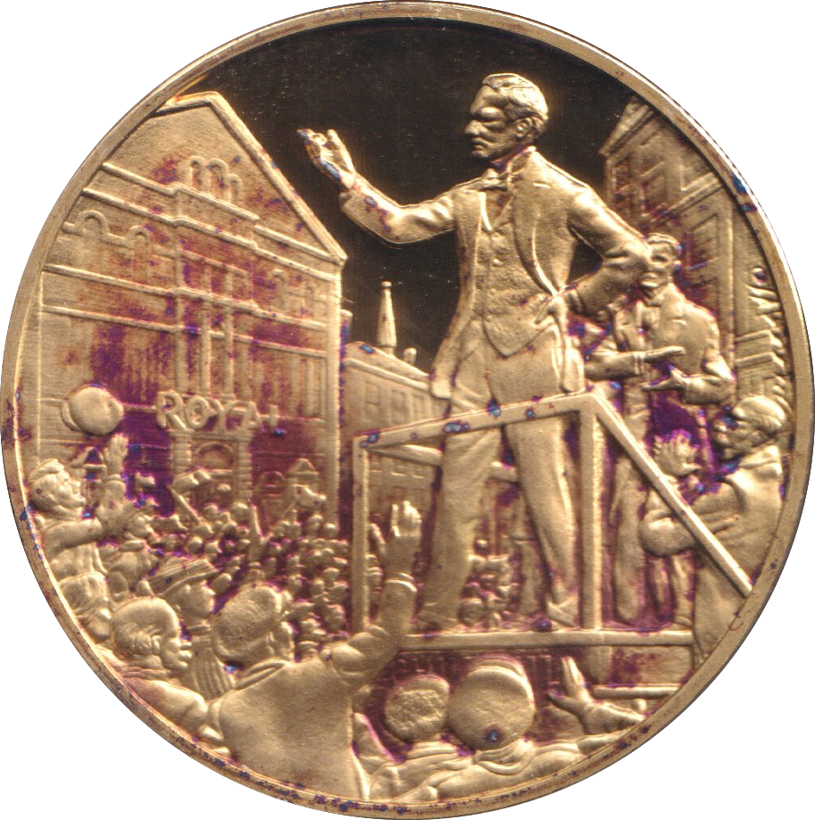 1974 SILVER GOLD PLATED WINSTON CHURCHILL ELECTION MEDALLION
