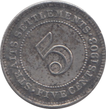 1905 SILVER STRAIT SETTLEMENT 5 CENTS