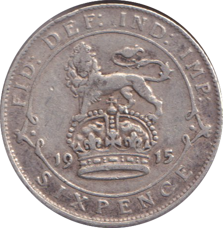 1915 SIXPENCE ( VF )