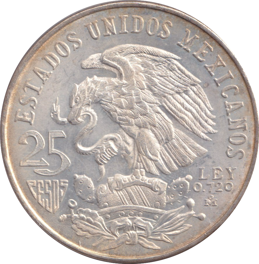 1968 SILVER 25 PESOS MEXICO