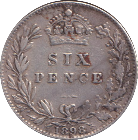 1898 SIXPENCE ( VF )