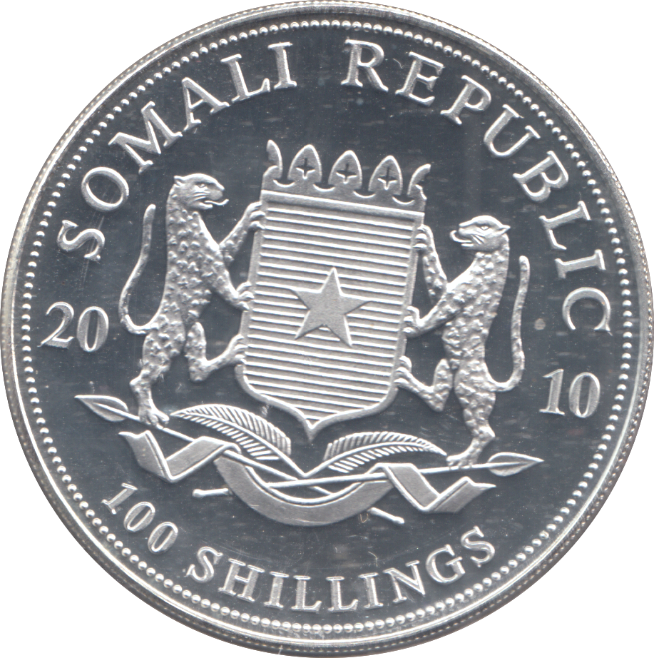 2010 SILVER PROOF SOMALI 100 SHILLINGS 1oz FINE SILVER