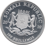 2010 SILVER PROOF SOMALI 100 SHILLINGS 1oz FINE SILVER
