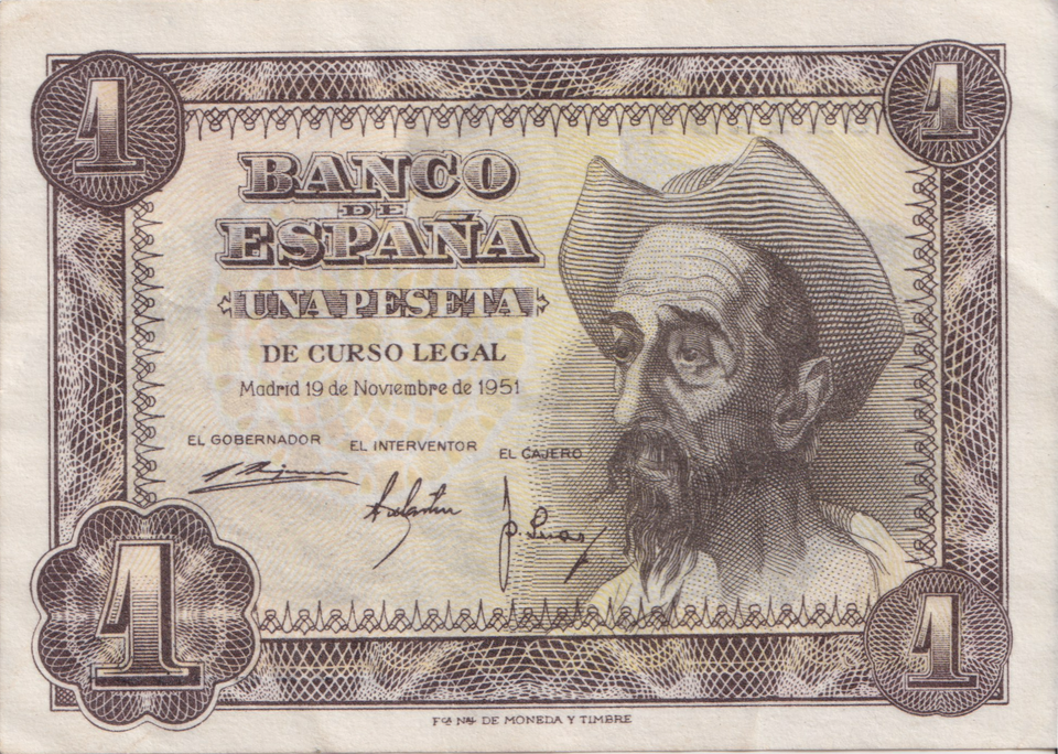1951 1 PESTAS BANKNOTE SPAIN REF-1636