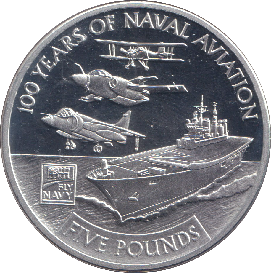 2009 SILVER PROOF FIVE POUND 100 YEARS OF NAVAL AVIATION BAILIWICK OF GUERNSEY
