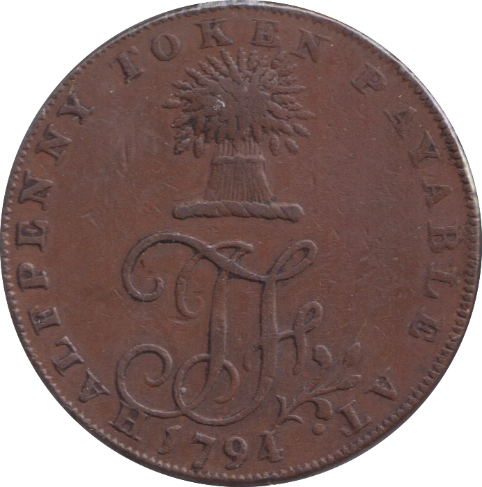 1794 HALF PENNY TOKEN NORTHIAM FOWLERS SUSSEX