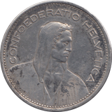 1937 SILVER SWITZERLAND 5 FRANC