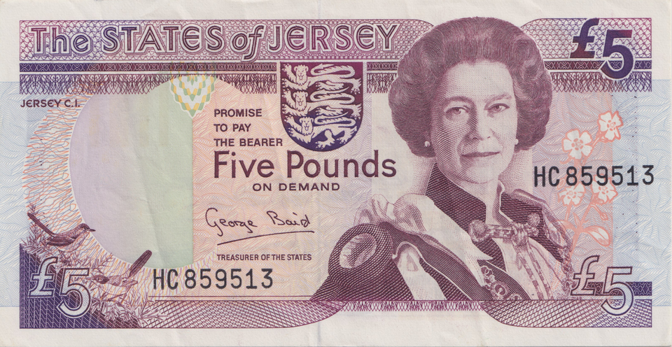 1993 FIVE POUNDS JERSEY BANKNOTE REF-1822