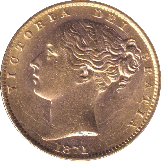 1871 GOLD SOVEREIGN ( AUNC ) DIE 9