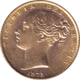 1871 GOLD SOVEREIGN ( AUNC ) DIE 9