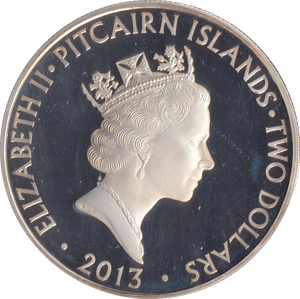 2013 SILVER PROOF 2 DOLLAR PITCAIRN ISLANDS