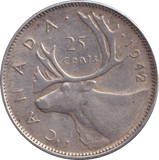 1942 SILVER 25 CENT CANADA