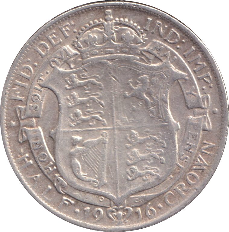 1916 HALF CROWN ( FINE )