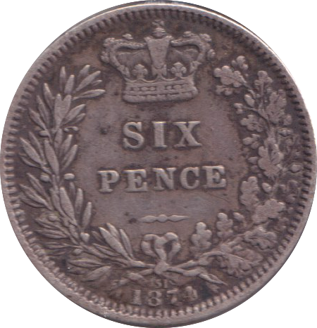 1874 SIXPENCE ( GF )