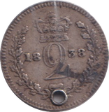 1838 TWOPENCE ( VF ) HOLED