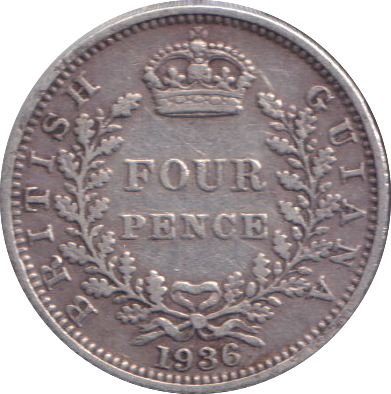 1936 SILVER FOUR PENCE INDIA