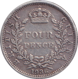 1936 SILVER FOUR PENCE INDIA