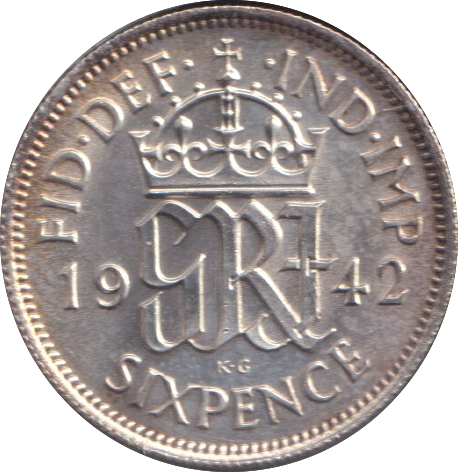 1942 SIXPENCE ( UNC )