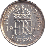 1942 SIXPENCE ( UNC )