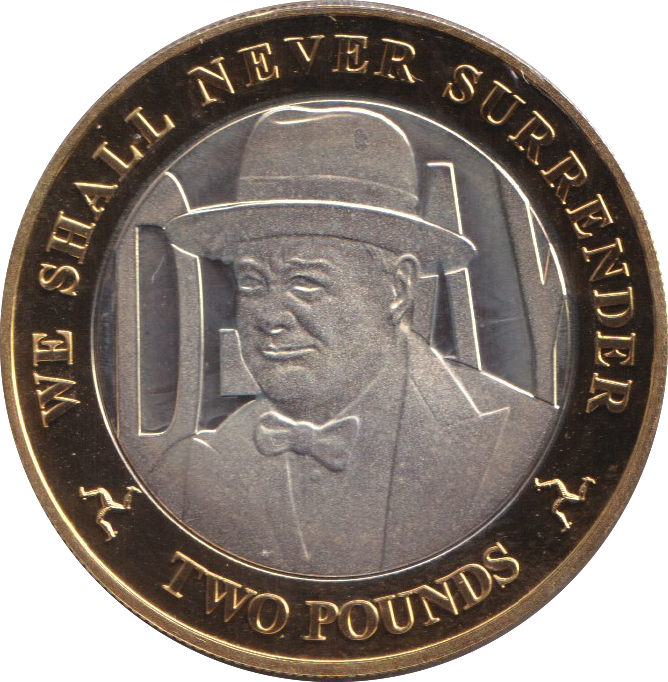2019 SILVER PROOF WE SHALL NEVER SURRENDER TWO POUNDS ISLE OF MAN