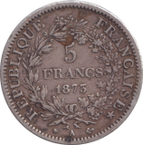 1875 SILVER 5 FRANCS FRANCE
