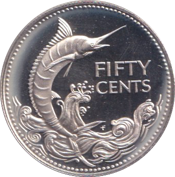 1974 SILVER PROOF 50 CENTS BAHAMAS