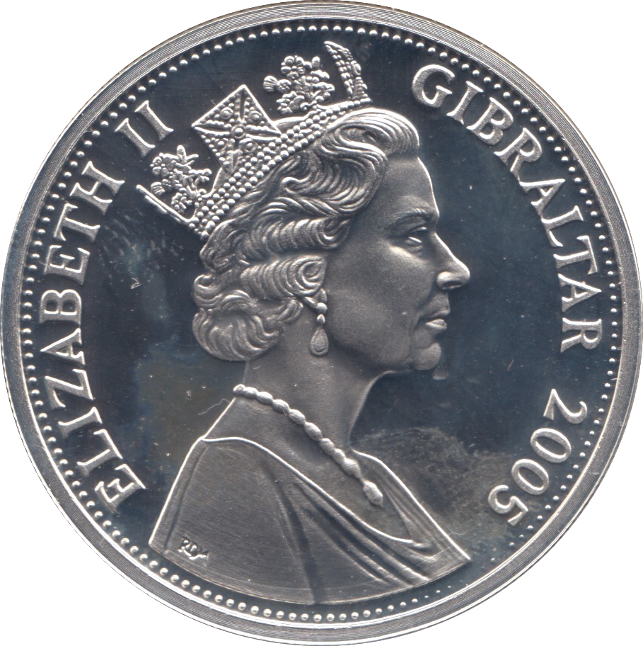 2005 SILVER PROOF FIVE POUNDS GIBRALTAR Ref. 7