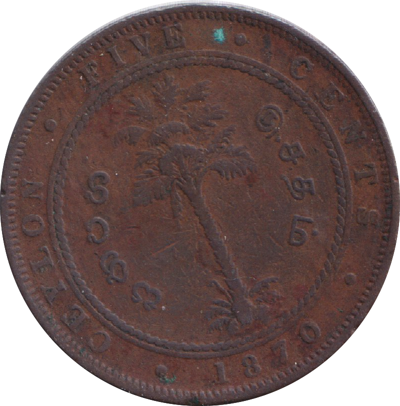 1870 5 CENTS CEYLON