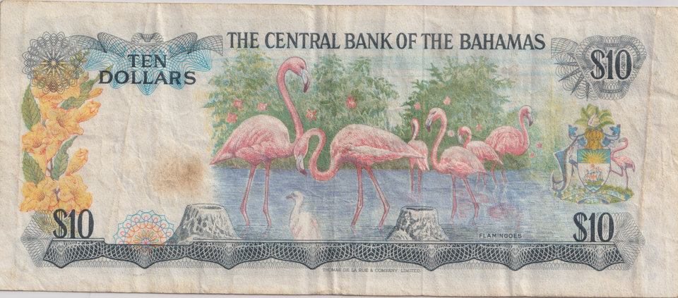 1974 TEN DOLLARS BAHAMAS BANKNOTE REF-1762