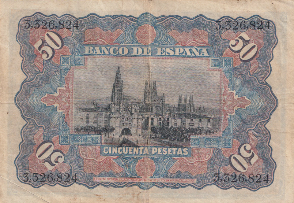 1907 50 PESTAS BANKNOTE SPAIN REF-1618