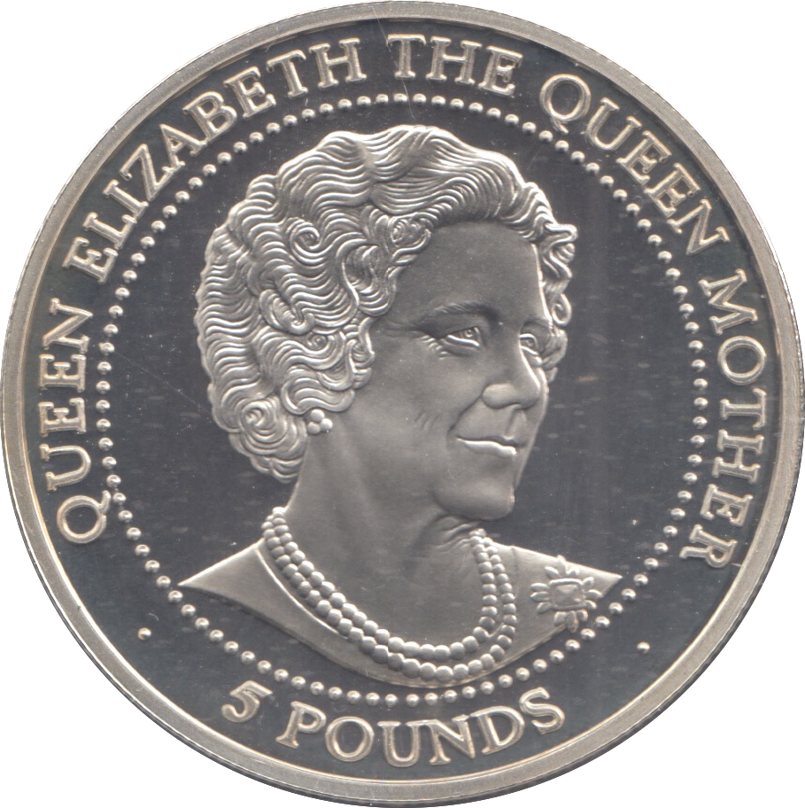 1999 SILVER PROOF FIVE POUNDS THE QUEEN MOTHER
