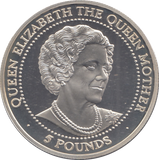 1999 SILVER PROOF FIVE POUNDS THE QUEEN MOTHER