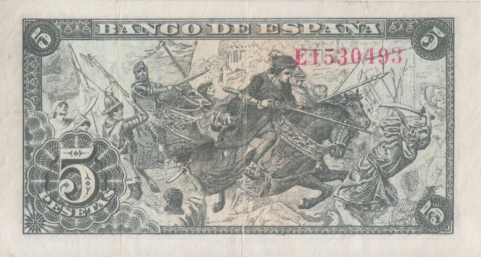 1945 5 PESTAS BANKNOTE SPAIN REF-1624