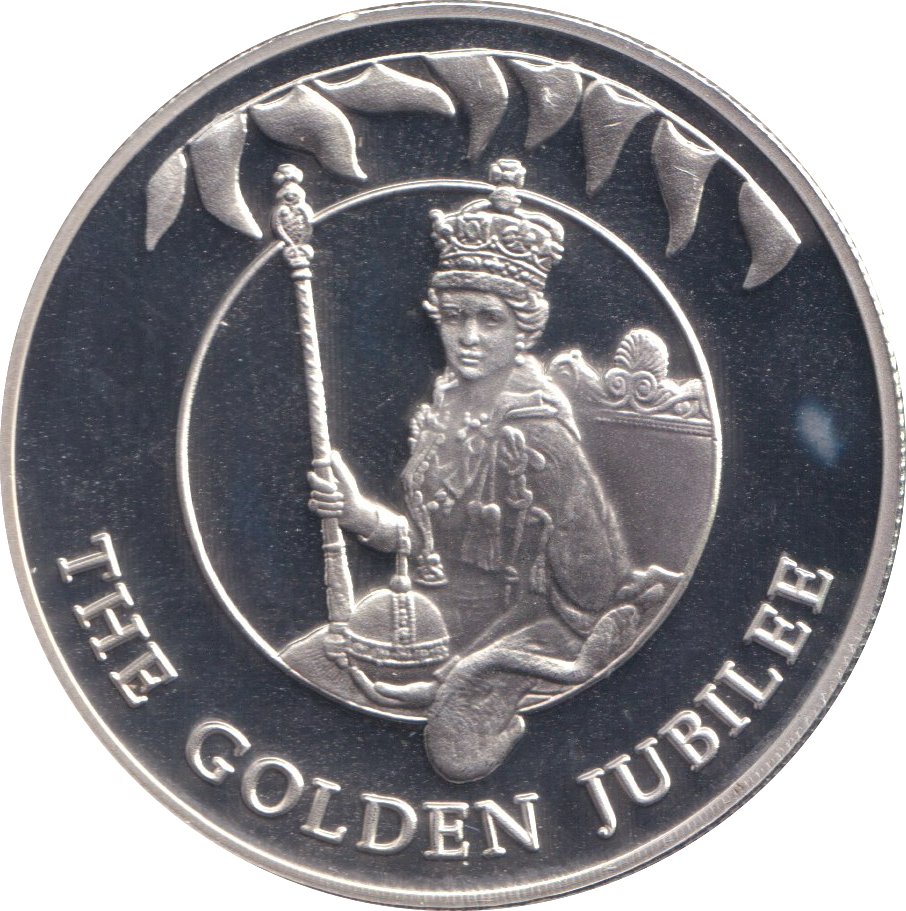 2002 SILVER PROOF THE GOLDEN JUBILEE FIVE POUND FALKLAND ISLANDS