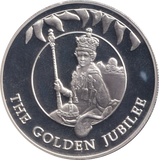 2002 SILVER PROOF THE GOLDEN JUBILEE FIVE POUND FALKLAND ISLANDS