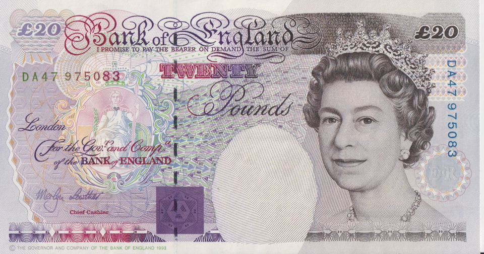 TWENTY POUNDS BANKNOTE LOWTHER REF £20-27 ( UNC )