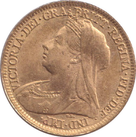 1897 GOLD HALF SOVEREIGN ( UNC )