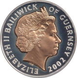 2002 SILVER PROOF FIVE POUNDS GUERNSEY