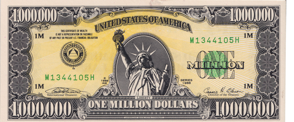 1988 USA FANTASY 1,000,000 DOLLAR BANKNOTE REF-1749