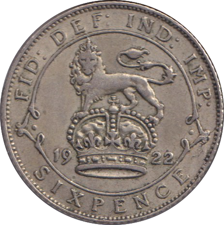 1922 SIXPENCE ( GVF )