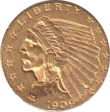 1909 GOLD 2 1/2 DOLLARS USA