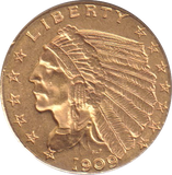 1909 GOLD 2 1/2 DOLLARS USA