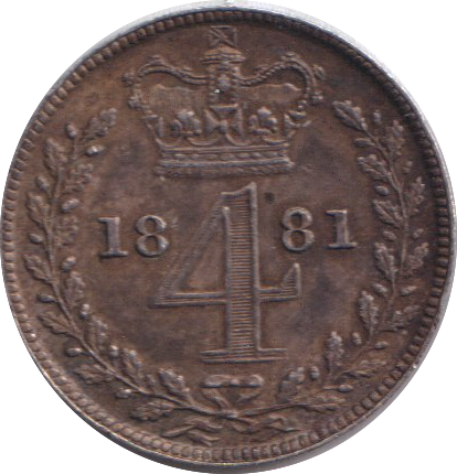 1881 MAUNDY FOURPENCE ( AUNC )