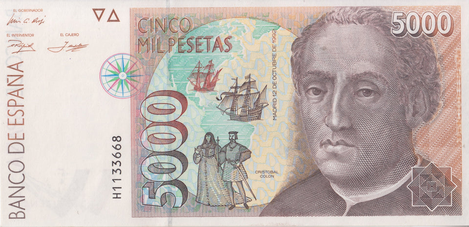 1992 5000 PESTAS BANKNOTE SPAIN REF-1622