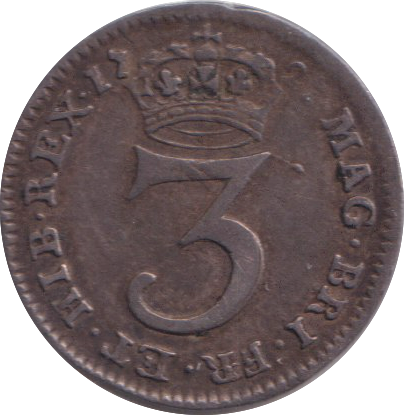1727 MAUNDY THREEPENCE ( GVF )
