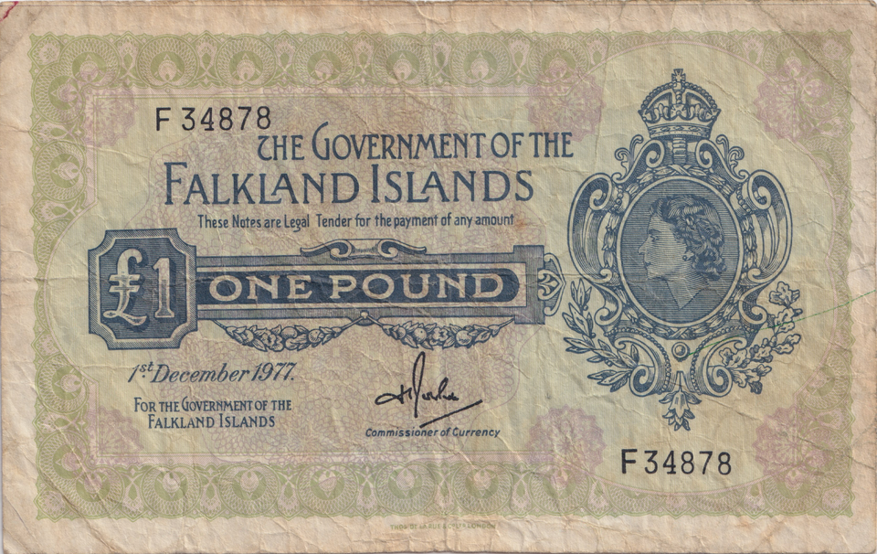 1977 ONE POUND FALKLAND ISLANDS BANKNOTE REF-1804
